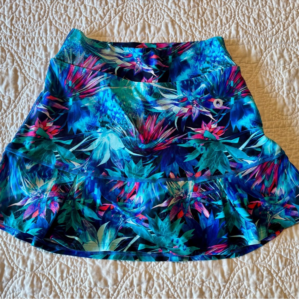 Blue and Pink High-Low A-Line Mini Skirt